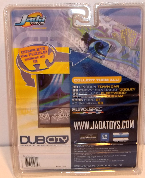 Jada DubCity '95 Cadillac Fleetwood - back info Card about a collection of puzzles - one is included!
