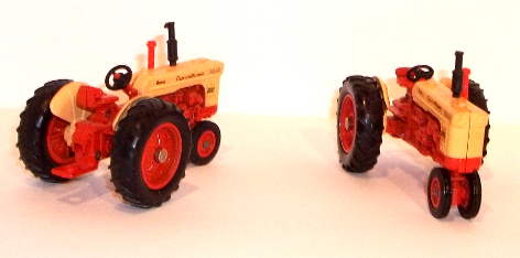 800 Case-O-Matic Drive Diesel  2 yellow-red Tractors - from side views.