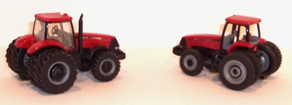 Two MX270-red Case IH Magnum Tractors with 4WD dual rear wheels (facing each other)