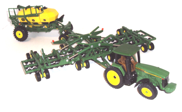 John Deere tractor with 637 hydraulic  folding disc drill n air seeder-4