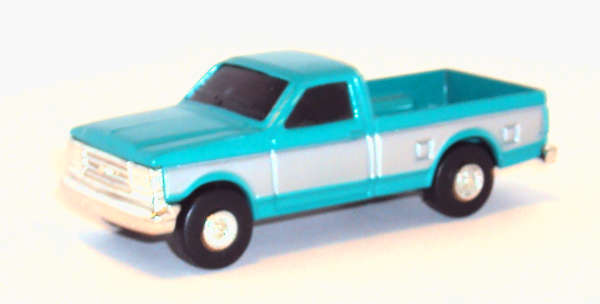 1990 Ford Pickup F250 teal with silver sides