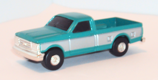 1990 Ford Pickup F250 teal n silver sides