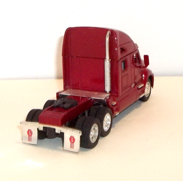 Kenworth T2000 (Red) by KinSmart 1-66 scale (view from rear)